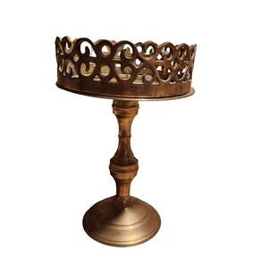 Vintage Hosley international Brass Ornate Candle Holder Plant Stand Stand 8" Tal